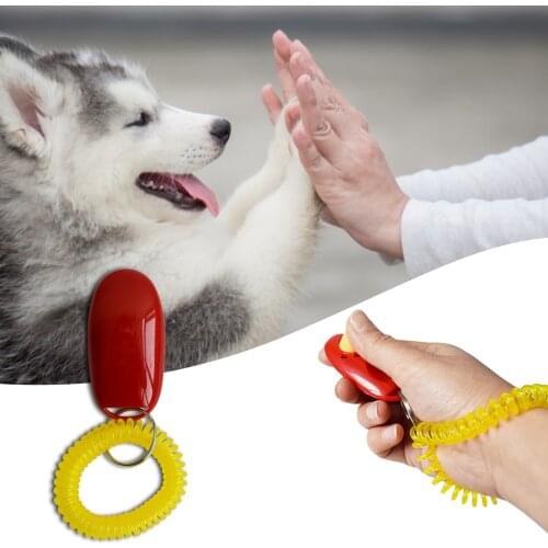 1PCS Pet Trainer Pet Dog Training Clicker Key Chain And Wrist Strap Doggy Train Click Pet Products