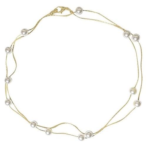 10pcs / lot fashion jewelry gold metal chain cute pearl choker necklace