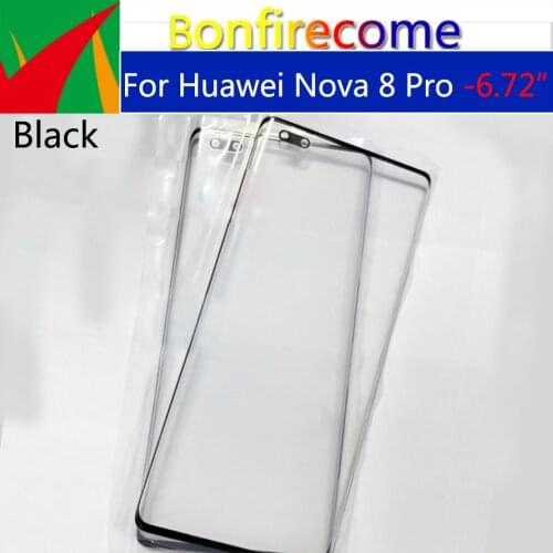 10Pcs\Lot For Huawei Nova 8 Pro BRQ-AN00 Front Touch Panel LCD Display Screen Outer Glass Cover Lens Repair Replace Parts