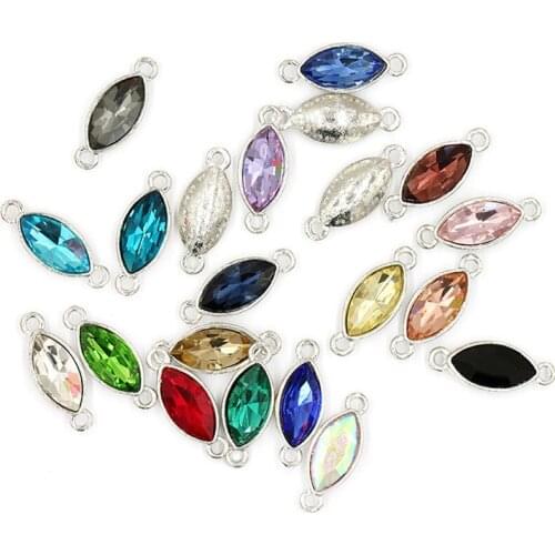 20pcs Crystal Glass Horse Eye Earrings Bracelet Connectors Charms Pendant for DIY Necklaces Jewelry Making Charms Accessories