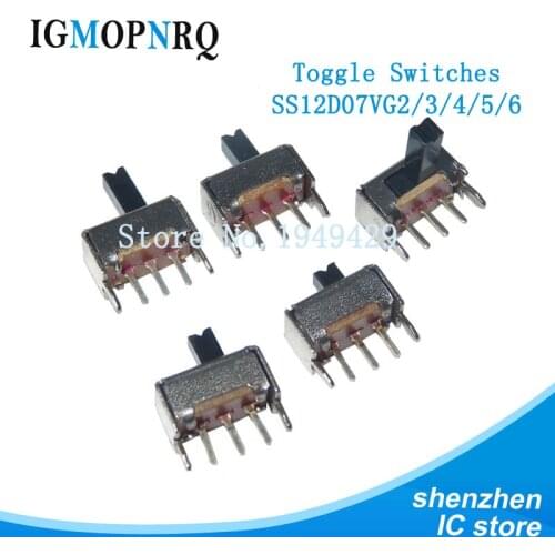 20pcs Toggle switch SS12D07VG2 SS12D07VG3 SS12D07VG4/5/6 small toggle switch with bracket 5PIN 2 file handle high 2/3/4/5/6mm