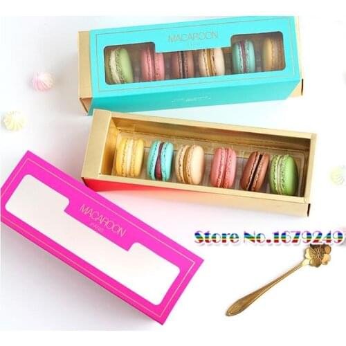 22.5*7.5*7.5cm Rose blue Macaron Packaging Box with Clear PVC window, 6 Macaron Box, pancake biscuit Boxes100pcs/lot