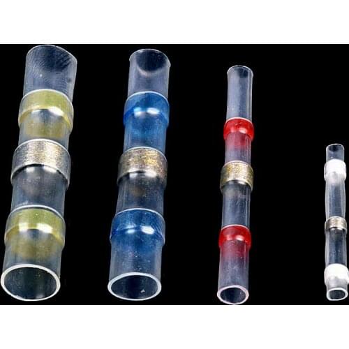 50PCS Mixed Waterproof Solder Seal Heat Shrink Terminals Electrical Insulated Butt Wire Connectors 4 Sizes With Box