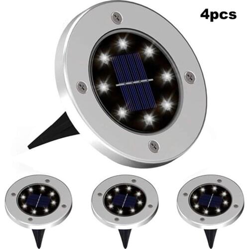 8 led 4-8pcs Solar Power Buried Light Under Ground Lamp Outdoor Path Way Garden Decking White Warm White Light Lawn Lamp smart o
