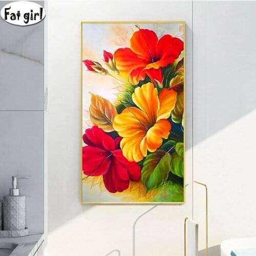 5D Diamond Painting flower Full Square Diamond Embroidery large size Rhinestone Picture Cross Stitch Flower Home Decor