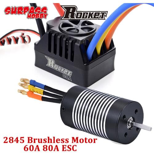 Rocket Surpass Hobby Brushless Motor 2845 Waterproof 45A 60A 80A ESC for 1/12 1/10 RC Car 390 Brush WLtoys 10428 12428 P601 HSP