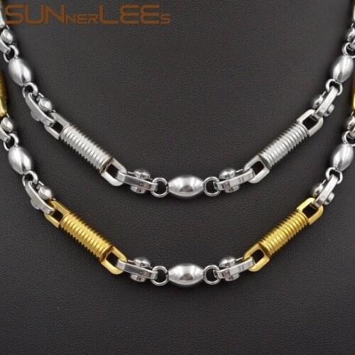 SUNNERLEES Jewelry Stainless Steel Necklace 6mm Link Chain Silver Color Gold Plated Mens Womens SC39 N