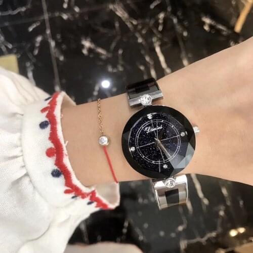 Simple Fashion Multi Faceted Star Glass Women Crystals Watches Full Steel Bracelet Watch Waterproof Summer Dress Wristwatch 3BAR