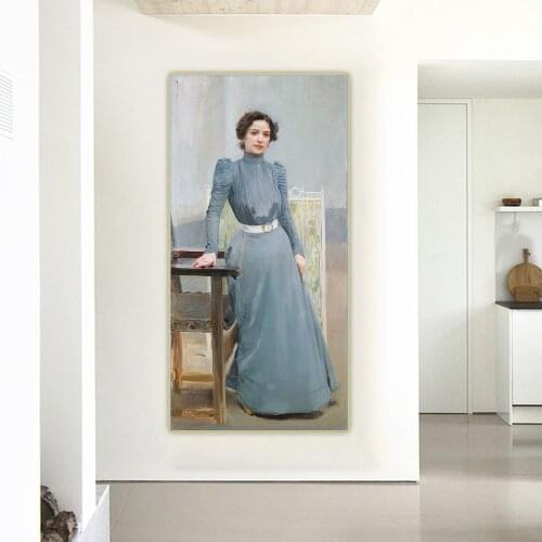 Citon Joaquin Sorolla《Clotilde in a grey dress》Canvas Art Oil Painting Picture Background Wall Decor Home Living room Decoration