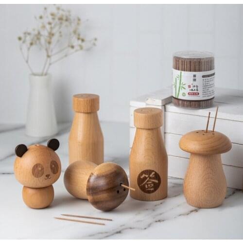Household Personalized Toothpick Holder Desktop Decoration Accessories Wooden Toothpick Box Nordic Restaurant Cute Toothpick Jar