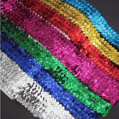 15Yards Elasticity Sequin Strim Lace Ribbon Elastic Dance Clothing Curtain Crafts Paillette Sewing Decoration DIY Accessories