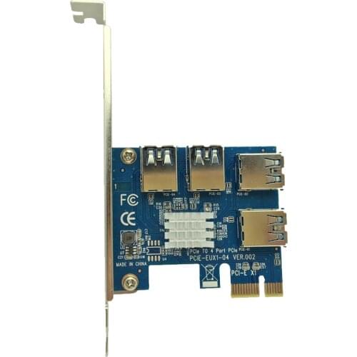 Hot Sale PCIE PCI-E PCI Express 1X to 16X Riser Card 1 to 4 USB3.0 Multiplier Hub Adapter For Bitcoin Mining Miner Mining Device
