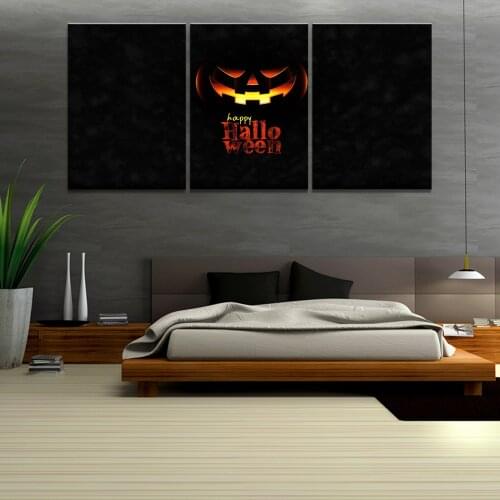 Art HD print 3 piece canvas painting Halloween pumpkin posters wall art pictures for living room home decorarion wholesale