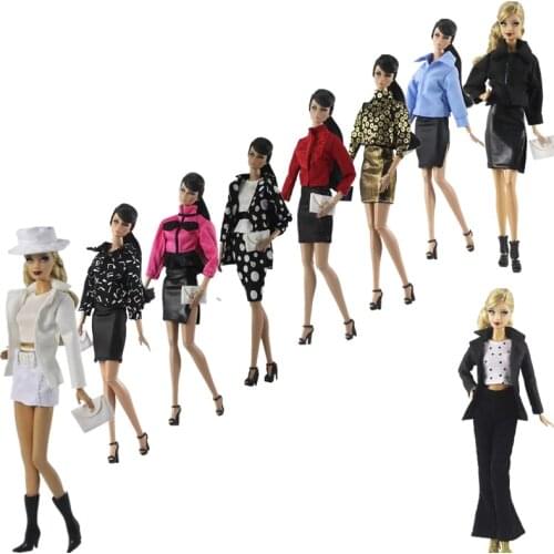 Graceful Office Lady 1/6 BJD Clothes for Barbie Doll Outfits Work Wear Shirt Skirt bag For Barbie Accessories Kids Dollhouse Toy
