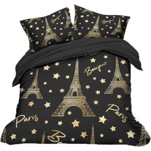Paris The Eiffel Tower Printed Bedding Set Queen Size Comforter Bed King Duvet Cover Set 220x240 200x200