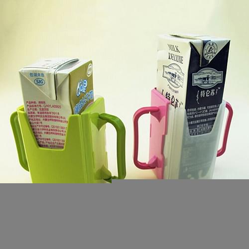 Baby Toddler Self-Help Drink Juice Milk Box Holder Cup Adjustable Handles Supply