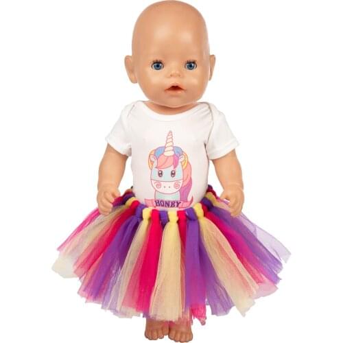 Colorful Dress Doll Clothes Fit 17 inch 43cm Doll Clothes Born Baby Suit For Baby Birthday Fistival Gift