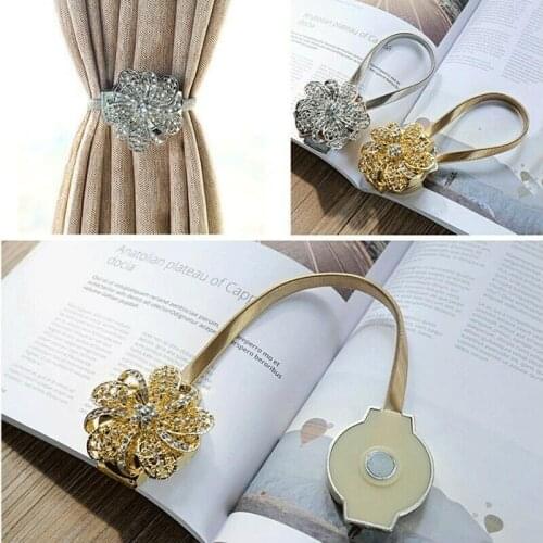 1PCS Magnetic Curtain Tieback Crystal Flower Retractable Curtain Tie Backs Clips Drapery Bind Holder Tieback Home Accessorie