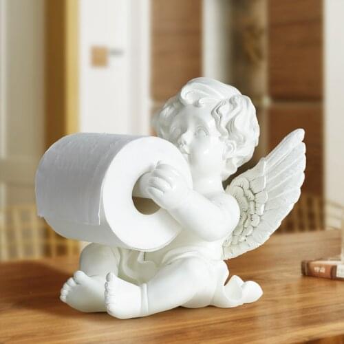 [MGT]European Style Wings Angel Cute Ornaments Desktop Paper Roll Holder Storage Home Coffee Table Living Room Toilet Decoration