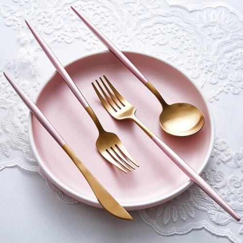 Dinnerware set cutlery silverware western dinner set fork spoon knife set tableware chopsticks gold cutlery set stainless steel