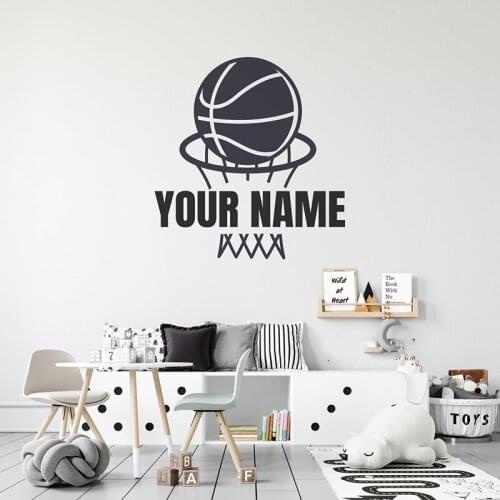 Custom Name Basketball Net Sport Wall Decal Playroom Kids Roon Personalized Name Basket Ball Player Wall Sticker Bedroom Vinyl D