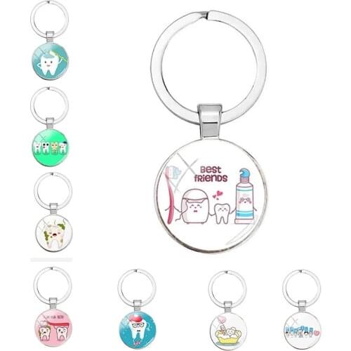 New Nurse Dentist Dental Glass Keychain Dental Care Keychain Love Your Teeth Pendant Keychain Holiday Gift