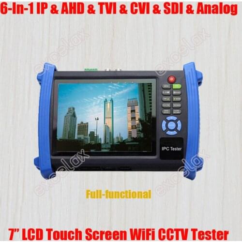 Full Functions 6-In-1 IP AHD TVI CVI SDI CVBS Analog Camera CCTV Tester 7" Touch Screen ONVIF PoE TDR Optic VFL Multimeter Test