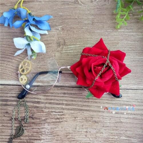 Manual diy diffuse cos supply round frame flat glasses lolita soft sister Harajuku dead line rose retro female