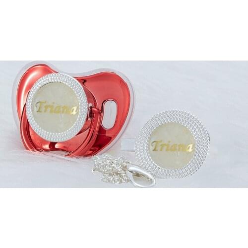 MIYOCAR personalize any name silver bling no stone pacifier and pacifier clip BPA free dummy Luxury unique design pacifier NS