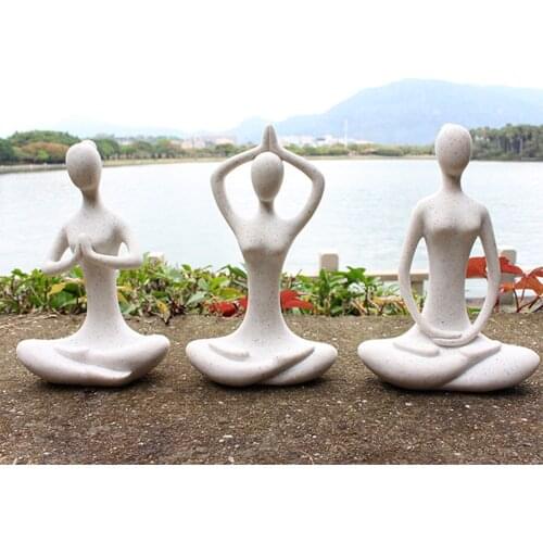 Abstract Art Resin Yoga Poses Figurine Porcelain Lady Figure Statue Home Yoga Studio Decor Ornament Home Decor 20x12.5x6.5cm