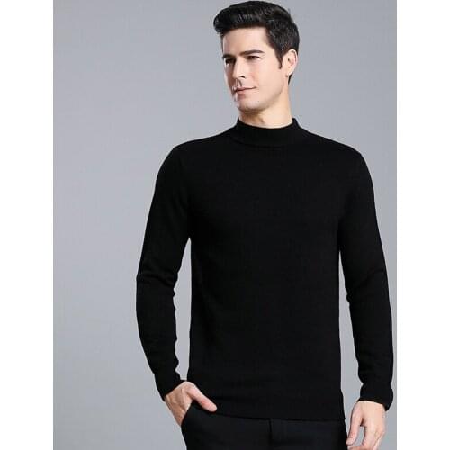 Sweater Men Autumn Winter Warm Mens Knitted Wool Sweaters Solid Color Casual Half Turtleneck Pullover Cashmere Pullover Men