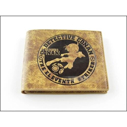 Khaki thin type PU short wallet of Anime Detective Conan: The Eleventh Strike