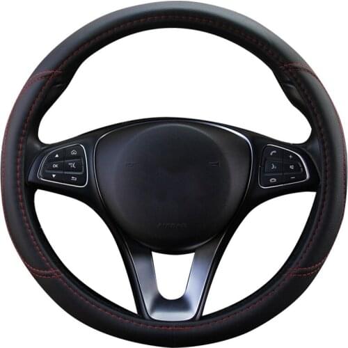 Universal Car Steering Wheel Cover Wrap 37-38CM Medium Size PU Leather Non-Slip Wear-Resistant Braid On Steering-Wheel Protector