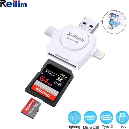 For lightning to sd smart memory card reader usb 3.0 OTG type-c external TF card reader adapter for Macbook cellphone computer