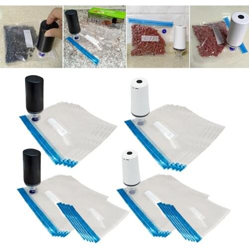 Handheld One-Button Food Vacuum Sealer Packaging Machine USB Sealer Vacuum Packer w/ Vacuum Bags