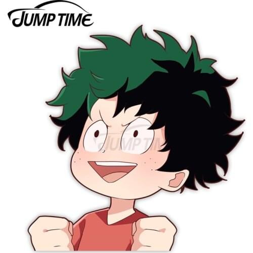 Jump Time 13 x 8.5cm Cute Boy Car Decor Deku Anime Avatar Car Accessories Bumper Windows Waterproof Vinyl Car Stickers