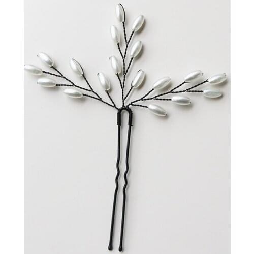 4PCS Black Color Pearl Hair Pins Wedding Hair Jewelry Accessories Head Decoration Women Hair Bridal Ornament Clips Girls Gift