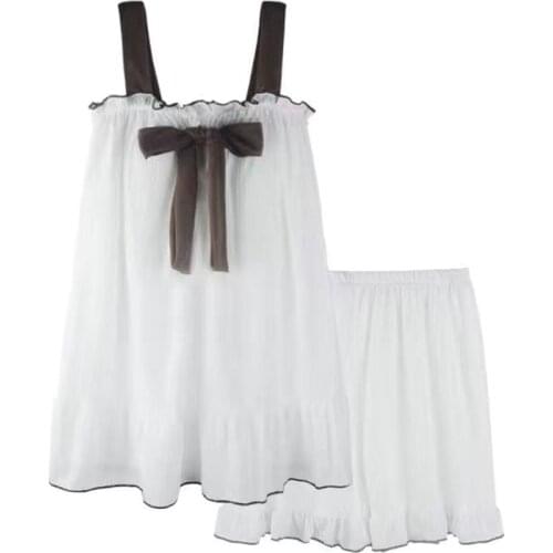 Womens Sexy Pajamas Rayon Sleepwear Set Top Women Print Pajama Set 2Piece/Suit Sleeveless Shirt Shorts Chest Pad Homewear