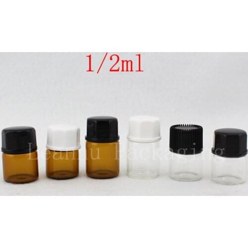 1ml 2ml Mini essential oil glass vial with screw cap , small sample perfume glass bottle ,oil glass container with stopper