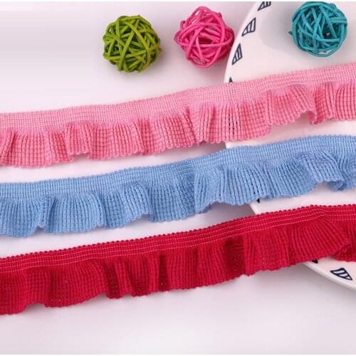 5yard 3cm Knitting polyester Lace Trim For Skirt Lace Embroidered Elasticity Ribbon DIY Handmade Patchwork Sewing Supplies Craft