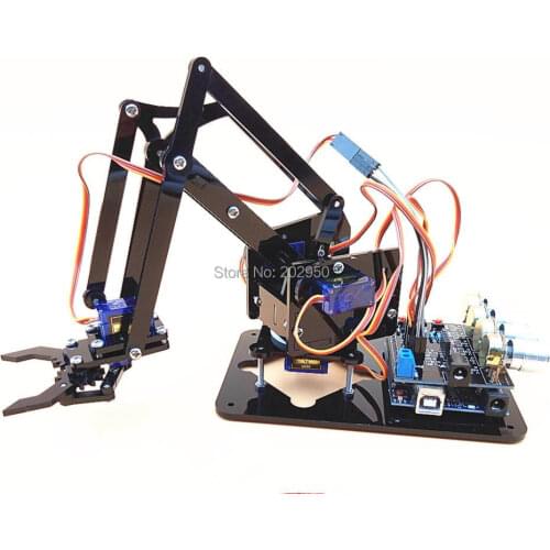 1set Acrylic Mechanics Handle Robot 4 DOF Arm Created Learning Kit 4DOF DIY Robot Arm Robot Claw Learn Kit For Arduino