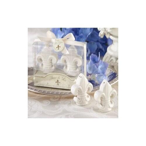 Free shipping 400pcs=200sets/lot Wholesale Flower-de-luce Salt and Pepper Shakers Wedding favors&gifts