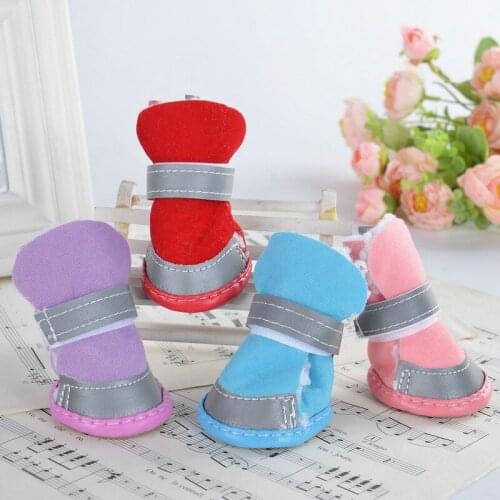 4PCS Pink Cute Dog Shoes Thick Non-slip Can Not Fall for Golden Retriever Big Dog Four Feet Breathable Casual Dogs Booties