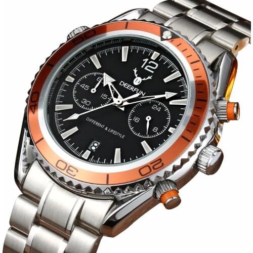 Men watch Deerfun brand fashion waterproof steel classic business watch luxury Relogio Masculino calendar quartz wristwatch