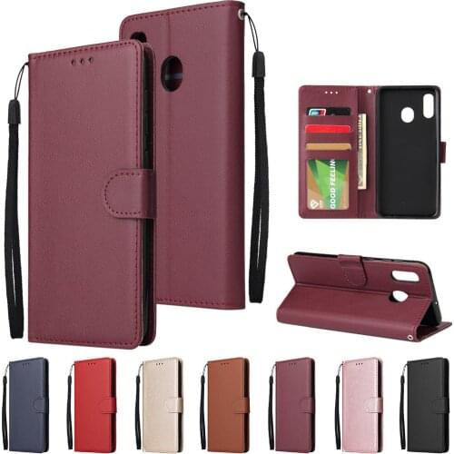 Kuulee For Samsung A30/A20 Flip-type Leather Protective Phone Case with 3 Card Position Buckle Design Phone Cover