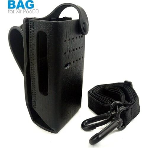 Cowhide Leather Carry Holster Bag Case for Motorola Xir P6600 Walkie Talkie Two Way Radio Protective Sleeve