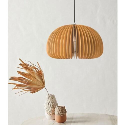 NEW Wooden Timber Pumpkin Ceiling Pendant Lamps E27 Holder Fixture Dining Room Decoration Lighting 110V 220V