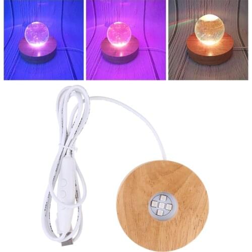 Epoxy Craft Night Light Solid Wood Luminous Bases Warm Cold Lights USB Rectangular Lights Base Lamps Holders Accessories