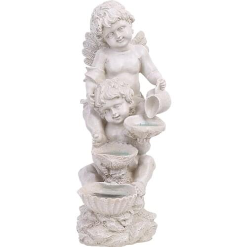 EUROPEAN ANGEL MODELLING WITH LAMP STATUE RESIN CRAFTS FIGURE ARTS SCULPTURE OUTDOOR GARDEN COURTYARD LAWN DECORATION R2977