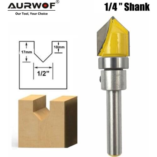 1pc 1/4" Shank V Groove Sign Lettering V Grooving Router Bit Pattern Template Woodworking Cutter for Wood Tool MC01051